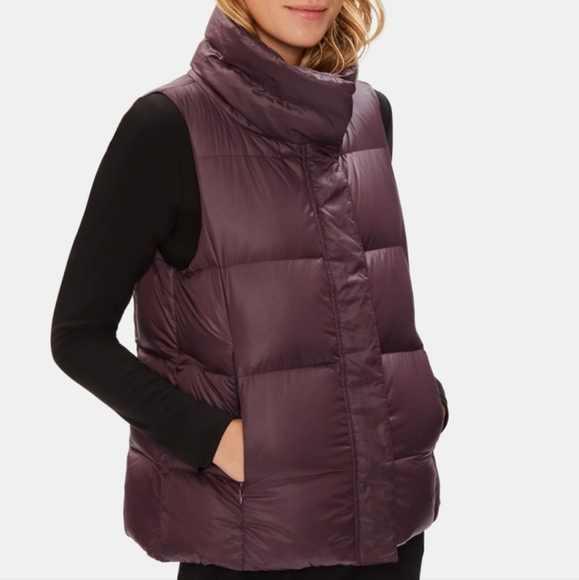 Eileen Fisher Jackets & Blazers - Eileen Fisher Maroon Cassis Recycled Nylon Funnel Neck Vest Size Large